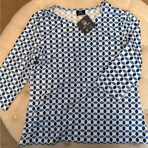 Sailor Sailor Navy and White Geometric Long Sleeve Top